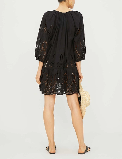 Shop Melissa Odabash Ashley Embroidered Cotton Mini Dress In Black