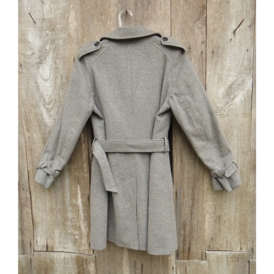 Pre-owned Burberry Wool Trench Coat In Grey