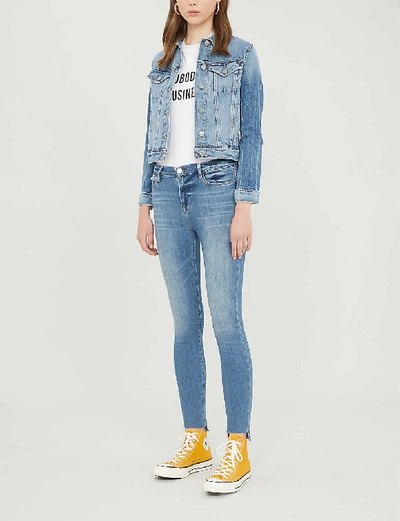 Shop Frame Le High Skinny High-rise Skinny Jeans In Westway (blue)