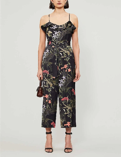 Shop Ted Baker Highland Satin-crepe Jumpsuit In Black