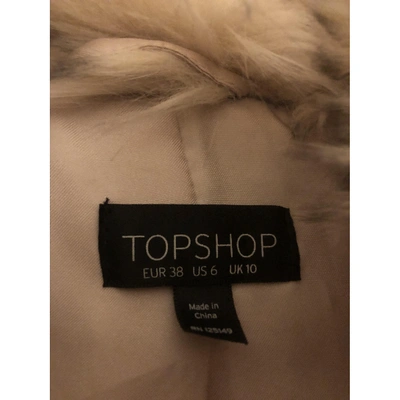 Pre-owned Topshop Faux Fur Peacoat In Beige