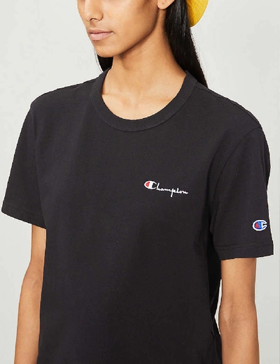 Shop Champion Logo-print Cotton-jersey T-shirt In Black