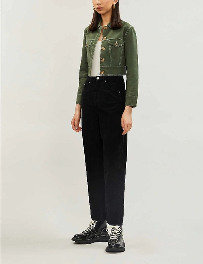 Whistles Omens  High-waist Corduroy Barrel Jeans In Black