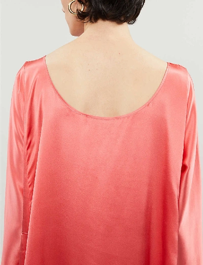 Shop Bernadette Katy Long-sleeved Silk-satin Maxi Dress In Geranium Pink