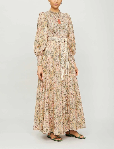 Shop Zimmermann Freja Paisley-pattern Cotton Maxi Dress In N