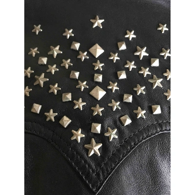 Pre-owned Just Cavalli Leather Short Vest In Black