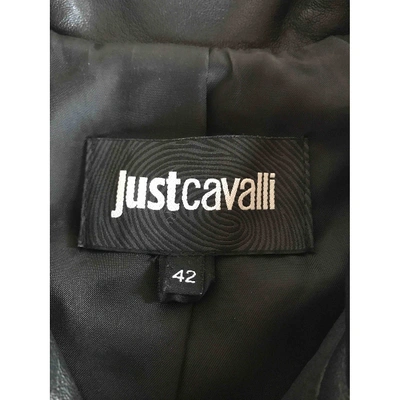 Pre-owned Just Cavalli Leather Short Vest In Black