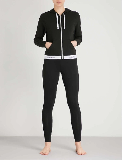 Shop Calvin Klein Women's 001 Black Modern Cotton Zip-up Cotton-jersey Hoody