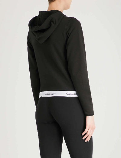 Shop Calvin Klein Women's 001 Black Modern Cotton Zip-up Cotton-jersey Hoody