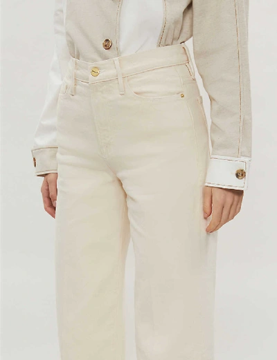 Shop Frame Ali Cropped High-rise Wide-leg Jeans In Winter White