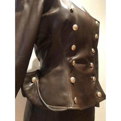 Pre-owned Jitrois Leather Suit Jacket In Brown