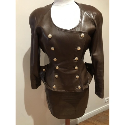 Pre-owned Jitrois Leather Suit Jacket In Brown