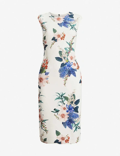 Shop Ted Baker Jamboree Sharley Stretch-woven Midi Bodycon Dress In White