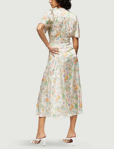 Shop Topshop Willow Floral-print Satin Midi Dress In Multi