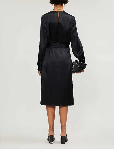 Shop Joseph Victoria Silk-satin Midi Dress In Black