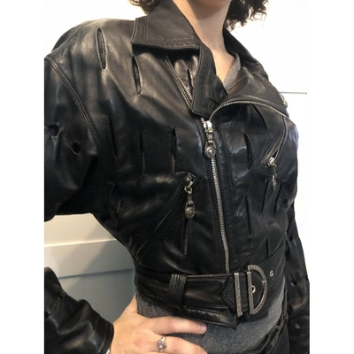 Pre-owned Versace Black Leather Leather Jacket