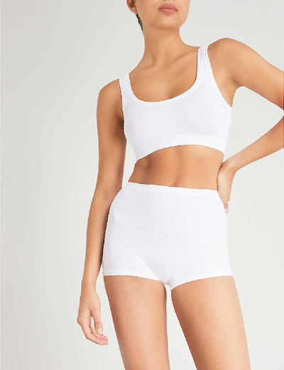 Shop Hanro Womens White Touch Feeling Stretch-jersey Crop Top