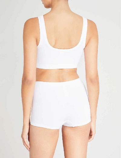 Shop Hanro Womens White Touch Feeling Stretch-jersey Crop Top