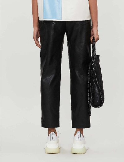 Shop Stella Mccartney Cropped High-rise Faux-leather Trousers In Black