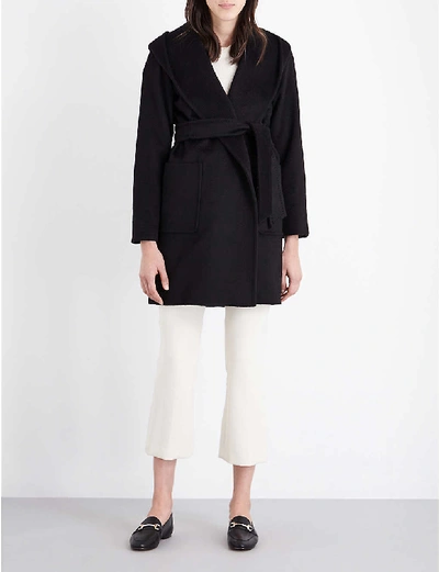 Max Mara Rialto Hooded Coat In Nero | ModeSens