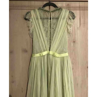 Pre-owned Jenny Packham Lace Maxi Dress In Green