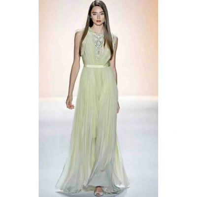 Pre-owned Jenny Packham Lace Maxi Dress In Green