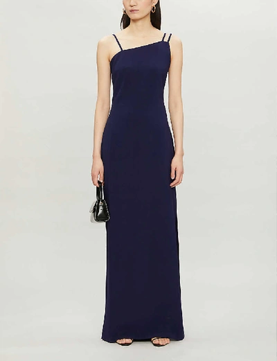 Shop Ted Baker Strap-detail Stretch-crepe Maxi Dress In Navy