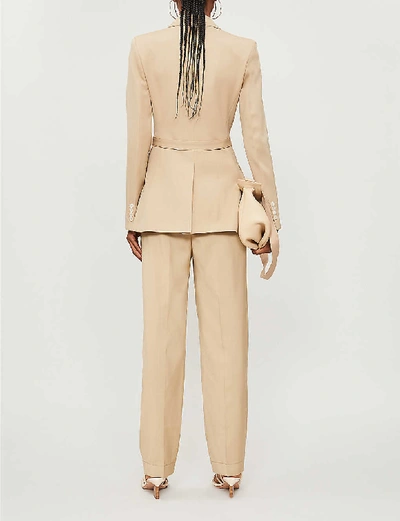 Shop Jw Anderson Embellished Slim-fit Wool Blazer In Hemp