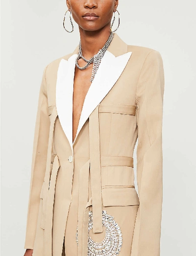 Shop Jw Anderson Embellished Slim-fit Wool Blazer In Hemp