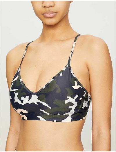 Shop The Upside Andie Camouflage-print Sports-jersey Bra In Camo/multi