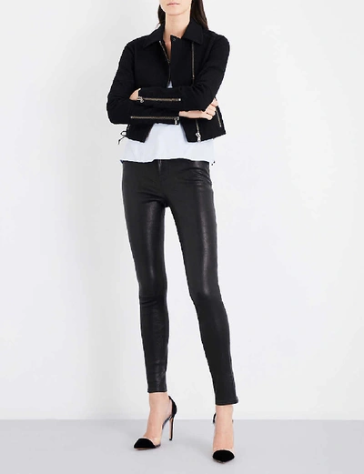 Shop J Brand Womens Black Maria Skinny Leather Jeans 26