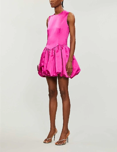 Shop Maje Rolling Satin Mini Dress In Fuchsia