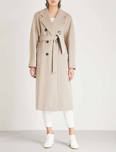 Shop Max Mara Madame Double-breasted Wool And Cashmere-blend Coat In Cacha