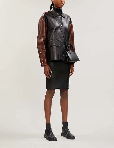 Shop Theory Womens Black High-waist Leather Pencil Skirt 6