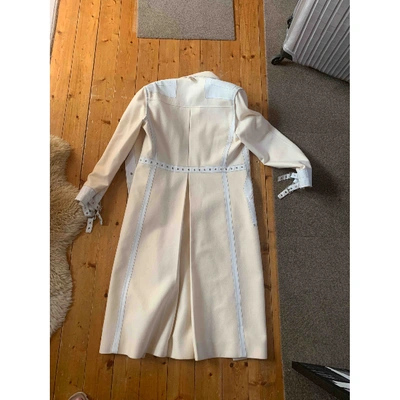 Pre-owned Dior Leather Coat In White