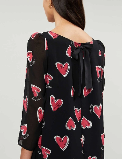 Claudie Pierlot Rififi Coeur Heart-printed Crepe Mini Dress In Print Fonce  | ModeSens