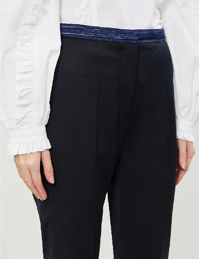 Shop Sandro Hamoy Straight-leg Mid-rise Woven Trousers In Navy Blue