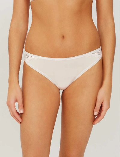 Shop Calvin Klein Women's 2nt Nymphs Thigh Flirty Stretch-jersey Briefs In 2nt Nymphs Thigh (white)