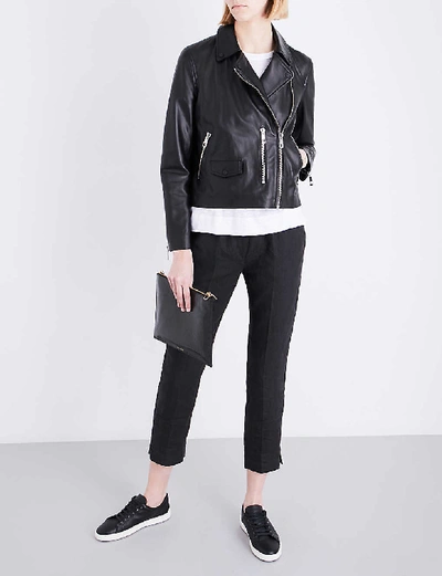 Shop Whistles Agnes Leather Biker Jacket In Black