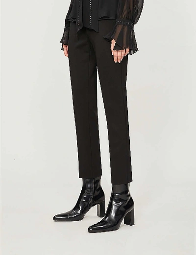 Shop Max Mara Pegno Straight High-rise Stretch-jersey Trousers In Black