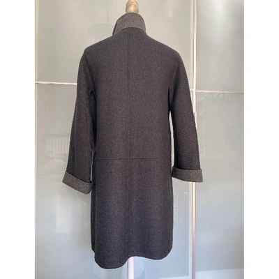 Pre-owned Dkny Wool Coat In Grey