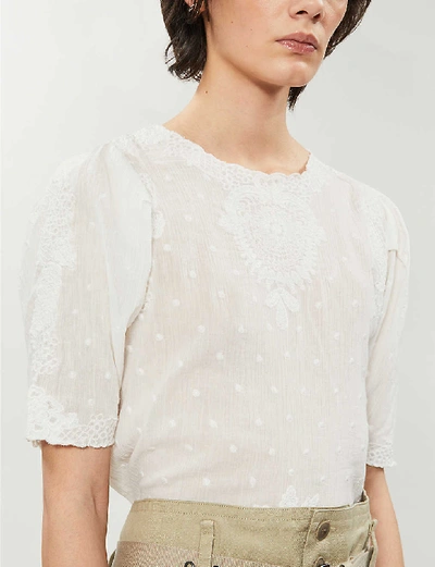 Shop The Kooples Sport Broderie Anglaise Cotton Top In Ecr01