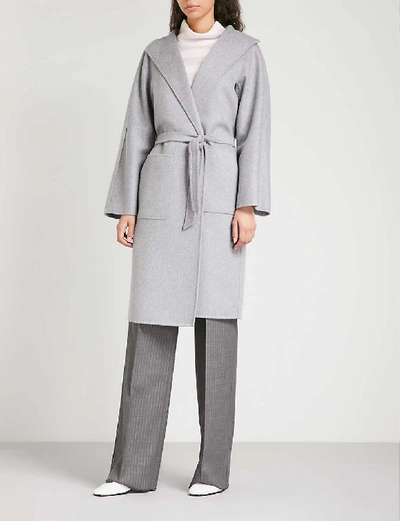 Shop Max Mara Womens Grey Lilia Belted Cashmere Coat 14