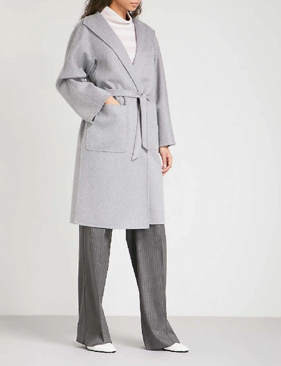 Shop Max Mara Womens Grey Lilia Belted Cashmere Coat 14