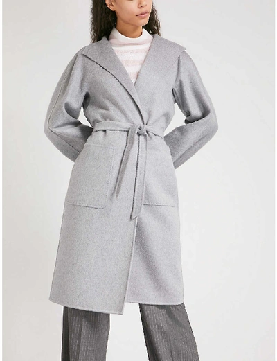 Shop Max Mara Womens Grey Lilia Belted Cashmere Coat 14
