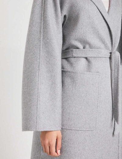 Shop Max Mara Womens Grey Lilia Belted Cashmere Coat 14