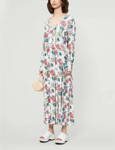 Shop Zadig & Voltaire Roux Floral-print Crepe Midi Dress In Ecru