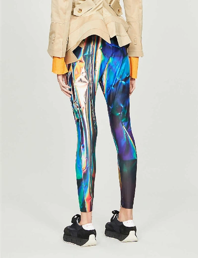 Shop Junya Watanabe Graphic-print Stretch-jersey Leggings In Hologram