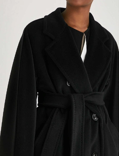 Shop Max Mara Women's Black Madame Double-breasted Wool And Cashmere-blend Coat