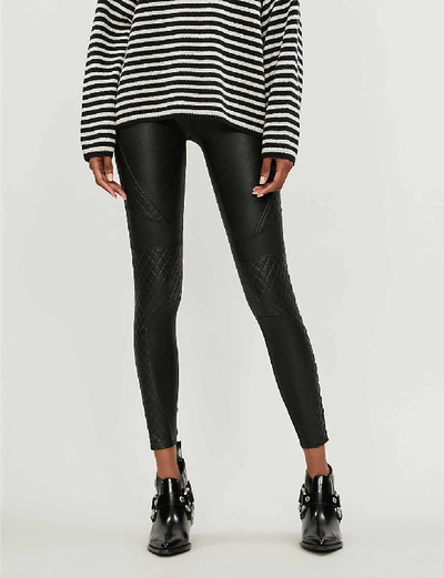 Shop Spanx Quilted Faux-leather Leggings In Very Black